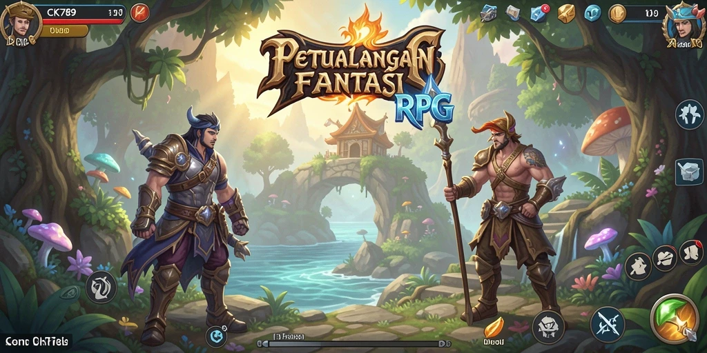 Screenshot utama CK789 menampilkan pertempuran epik di dunia RPG.