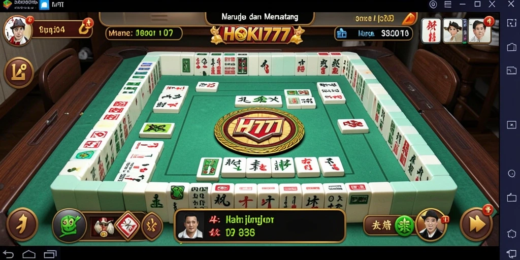 Screenshot tampilan utama HOKI777 menampilkan sesi permainan Mahjong yang seru.