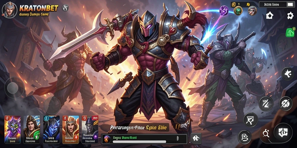 Gameplay KRATONBET menampilkan pertarungan intens antara karakter-karakter unik.