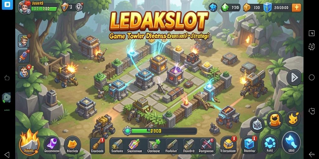 Tampilan screenshot gameplay Tower Defense LEDAKSLOT yang penuh aksi dan strategi.
