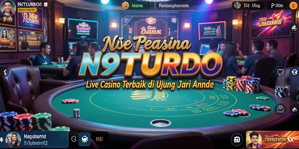 Screenshot menunjukkan gameplay Live Casino di N9TURBO dengan dealer langsung.