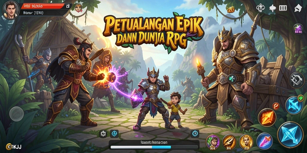 Tampilan gameplay mendebarkan di dunia fantasi OKJK.