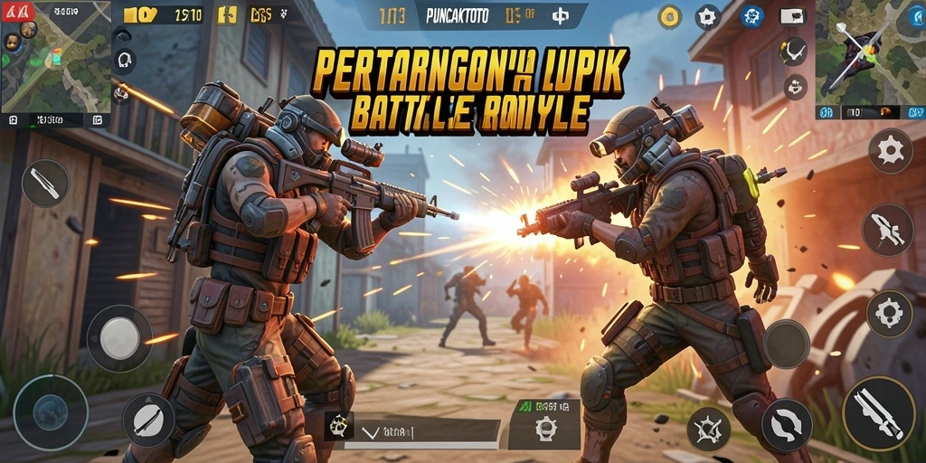 Screenshot gameplay PUNCAKTOTO yang menegangkan dalam pertempuran Battle Royale.