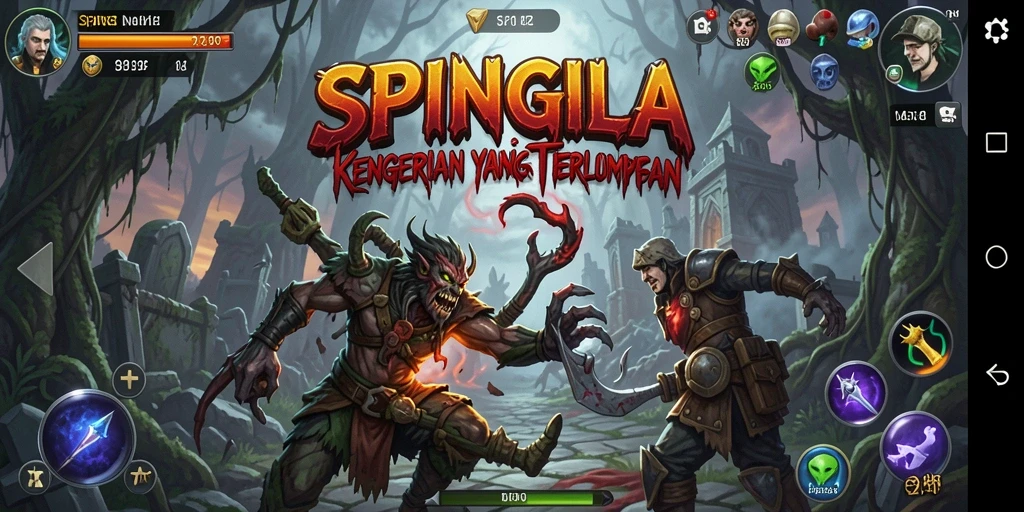 Screenshot gameplay SPINGILA menampilkan suasana horor yang mencekam.