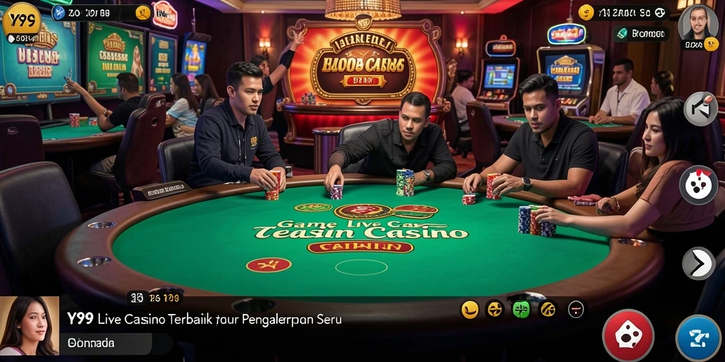 Tampilan gameplay seru di Y89 dengan dealer langsung dan interaksi pemain.