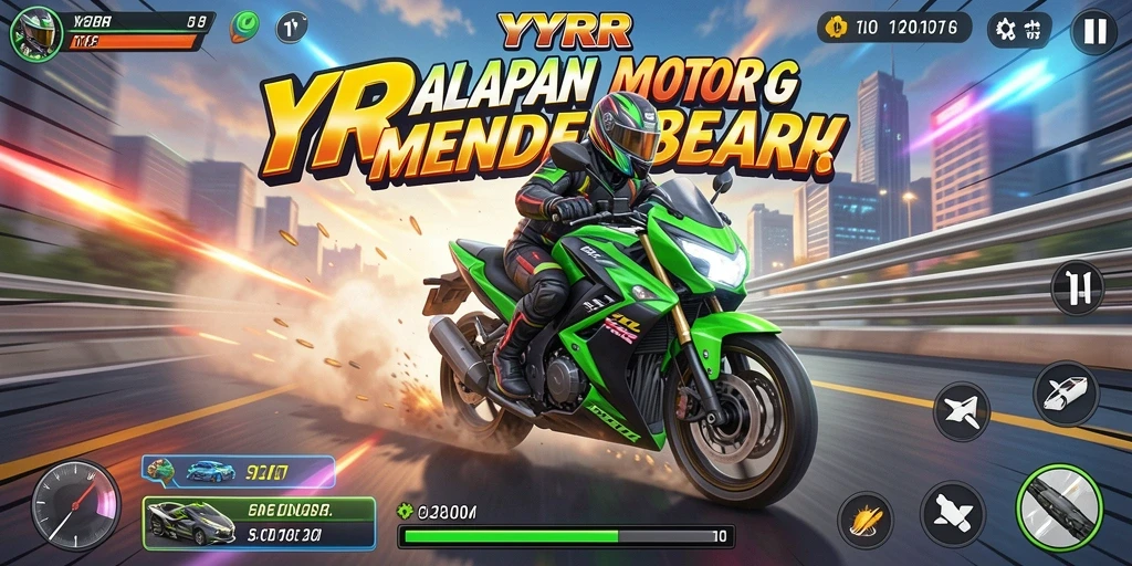 Gameplay menegangkan di balapan motor YYRR dengan grafik memukau.